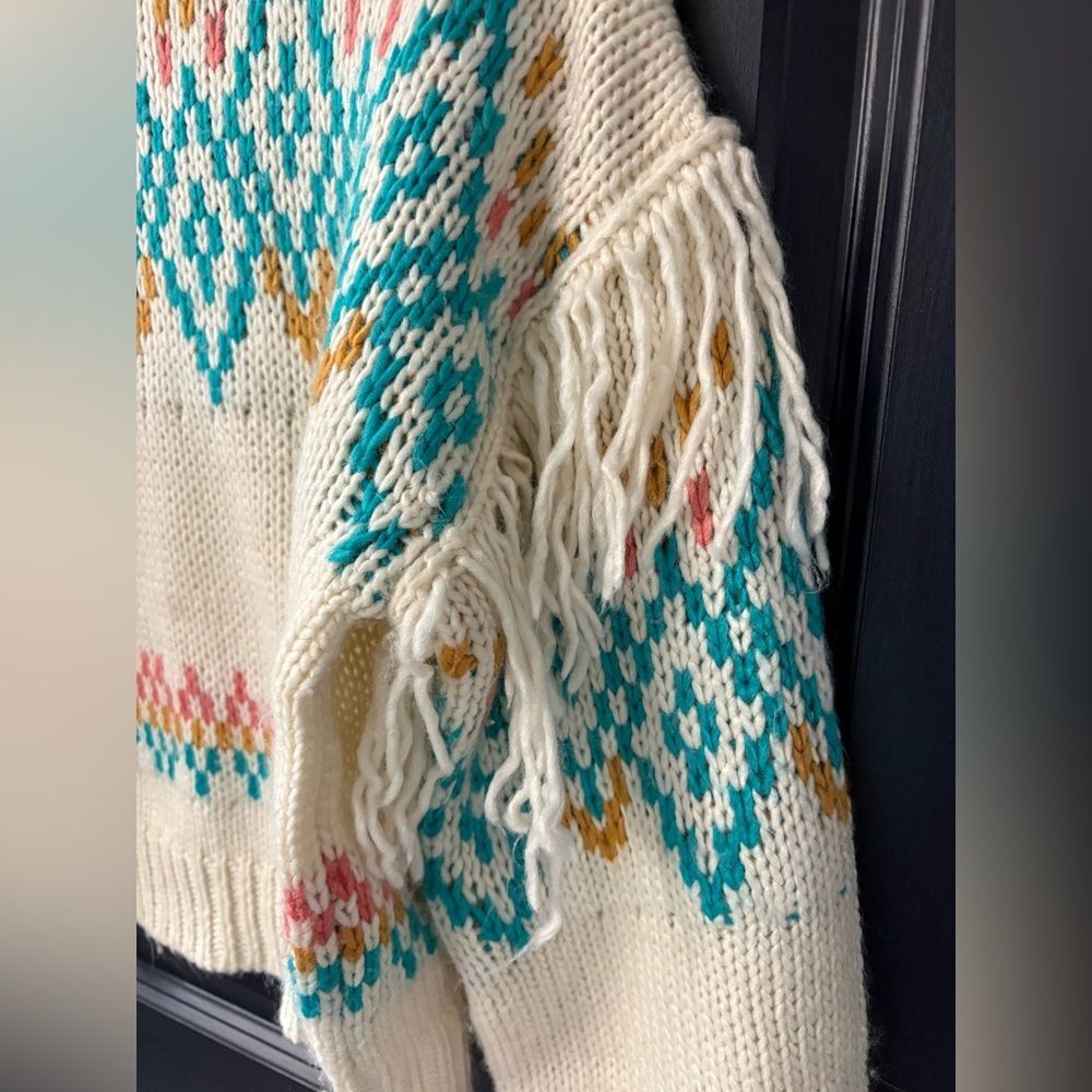 Rock & Roll | Southwestern Motif Cowboy Fringe Knit Sweater Oversized Small - Picture 3 of 8